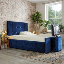 The Newyork Lined Tv Adjustable Bed frame With Adjustable Wooden Slats | Memory Foam Mattress