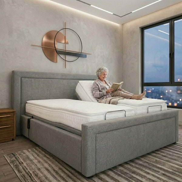 The Liana Adjustable Bed frame With Adjustable Wooden Slats | Memory Foam Mattress