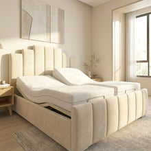 Art Deco Adjustable Bed frame With Adjustable Wooden Slats | Memory Foam Mattress