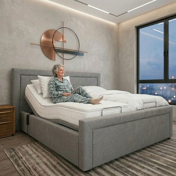 The Liana Adjustable Bed frame With Adjustable Wooden Slats | Memory Foam Mattress
