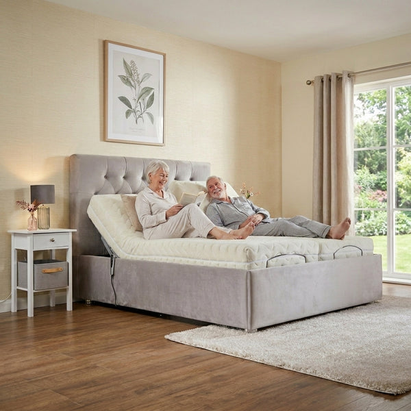 The Deluxe Adjustable Bed frame With Adjustable Wooden Slats | Memory Foam Mattress