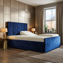 The Newyork Lined Tv Adjustable Bed frame With Adjustable Wooden Slats | Memory Foam Mattress