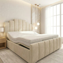 Art Deco Adjustable Bed frame With Adjustable Wooden Slats | Memory Foam Mattress