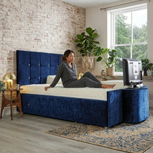 The Newyork Lined Tv Adjustable Bed frame With Adjustable Wooden Slats | Memory Foam Mattress