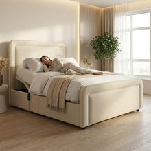 White Plain Adjustable Bed frame With Adjustable Wooden Slats | Memory Foam Mattress