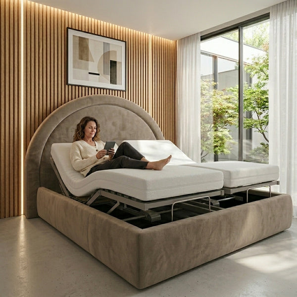 The Ripley Adjustable Bed frame With Adjustable Wooden Slats | Memory Foam Mattress